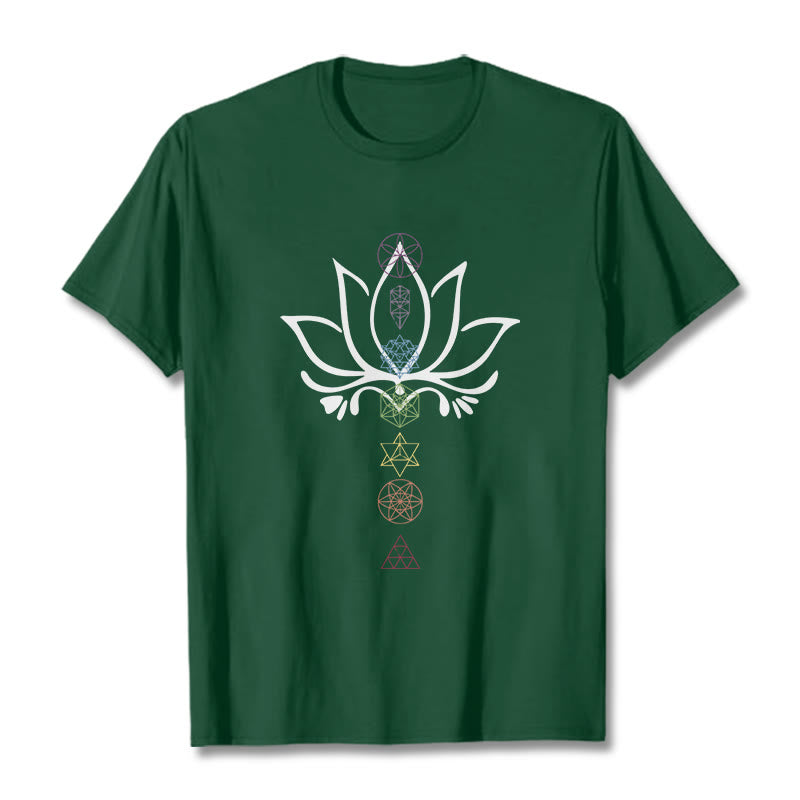 Camiseta de geometría sagrada con Buddha Stones y loto - Verde bosque - 2XL - image 10