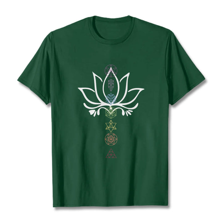 Camiseta de geometría sagrada con Buddha Stones y loto - Verde bosque - 2XL - image 10