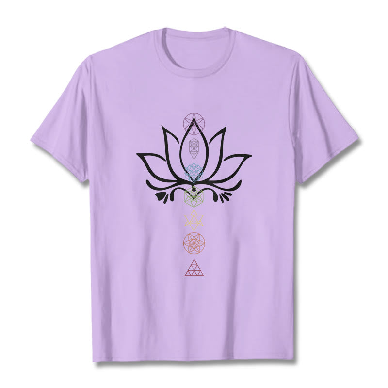 Camiseta de geometría sagrada con Buddha Stones y loto - Ciruela - 2XL - image 16