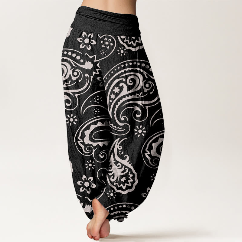 Pantalones harén de cintura elástica para mujer con estampado floral de cachemira y piedras de Buddha Stones - image 3