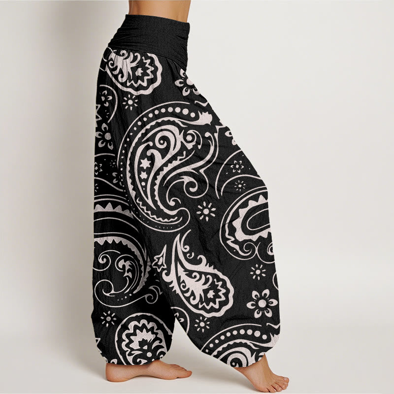 Pantalones harén de cintura elástica para mujer con estampado floral de cachemira y piedras de Buddha Stones - image 2