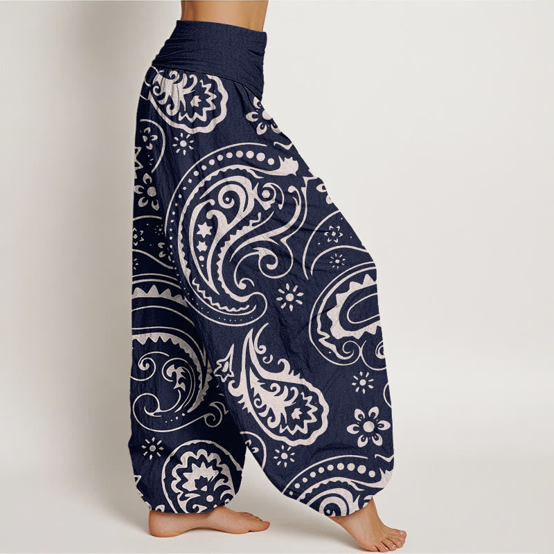 Pantalones harén de cintura elástica para mujer con estampado floral de cachemira y piedras de Buddha Stones - image 6