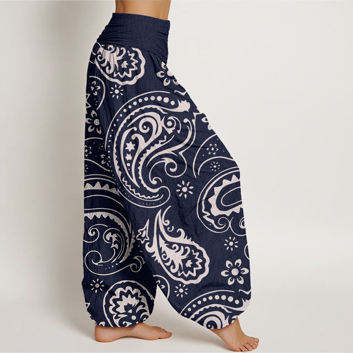 Pantalones harén de cintura elástica para mujer con estampado floral de cachemira y piedras de Buddha Stones - image 6