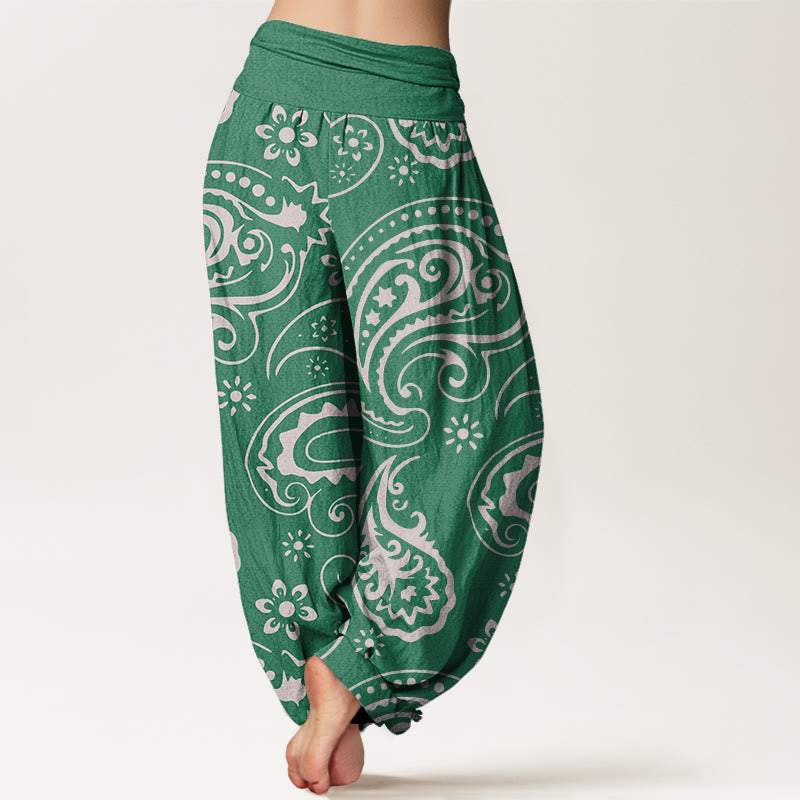 Pantalones harén de cintura elástica para mujer con estampado floral de cachemira y piedras de Buddha Stones - image 10