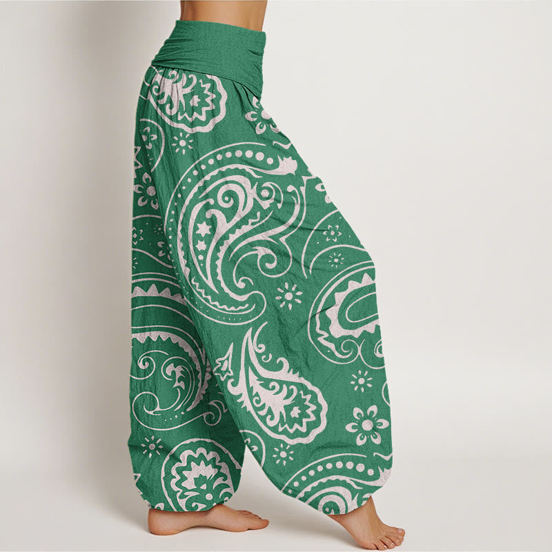 Pantalones harén de cintura elástica para mujer con estampado floral de cachemira y piedras de Buddha Stones - image 9