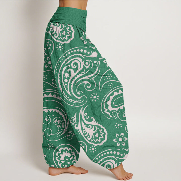 Pantalones harén de cintura elástica para mujer con estampado floral de cachemira y piedras de Buddha Stones - image 9