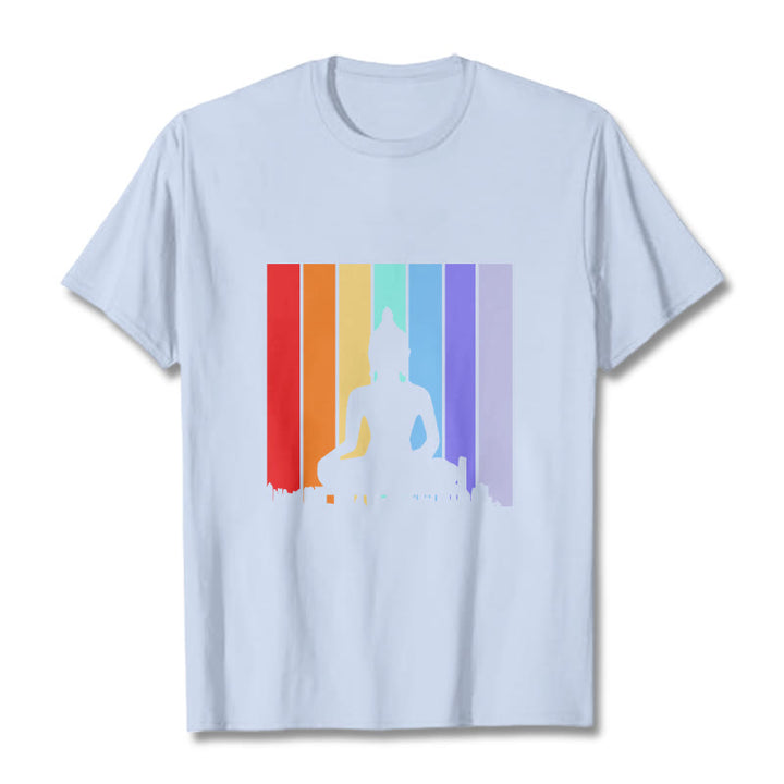 Camiseta arcoíris de Buddha Stones de meditación de Buda - Cian claro - 2XL - image 18