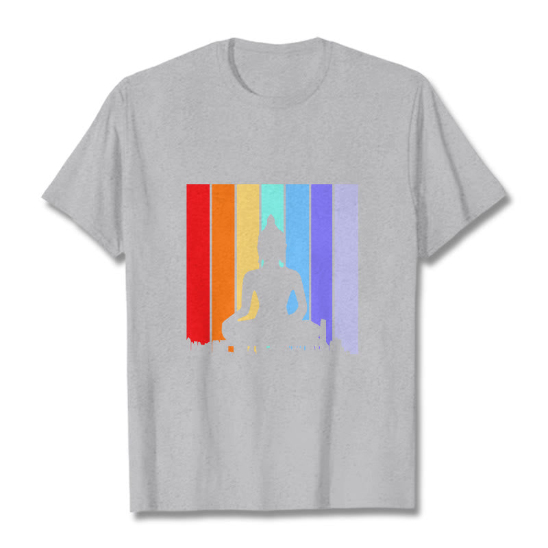 Camiseta arcoíris de Buddha Stones de meditación de Buda - Gris claro - 2XL - image 19
