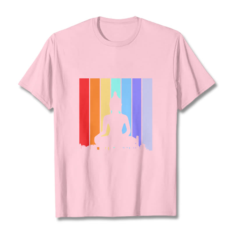 Camiseta arcoíris de Buddha Stones de meditación de Buda - Rosa claro - 2XL - image 13
