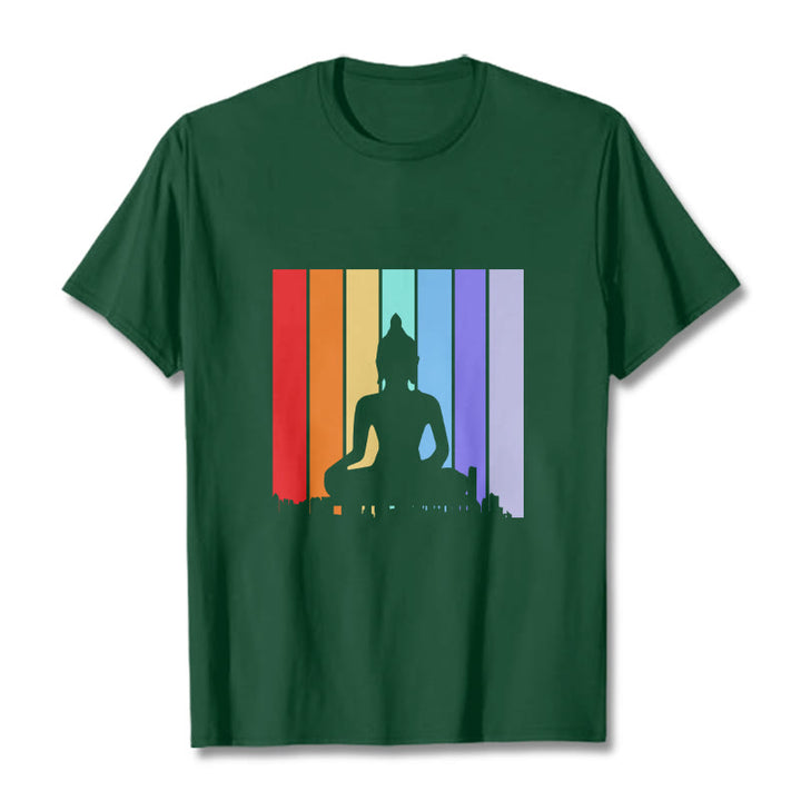 Camiseta arcoíris de Buddha Stones de meditación de Buda - Verde bosque - 2XL - image 11