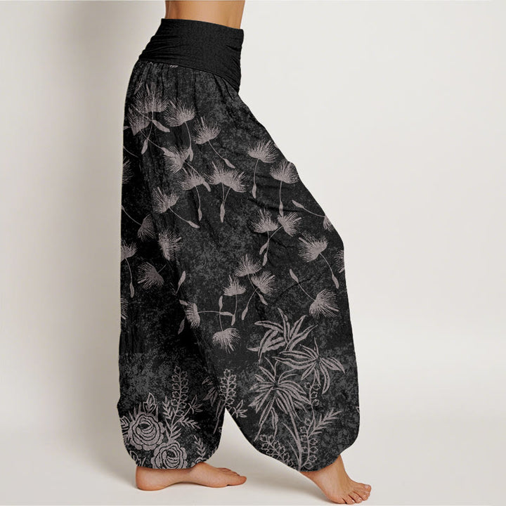 Pantalones harén de cintura elástica para mujer con estampado de semillas de diente de león y plantas de Buddha Stones - image 9