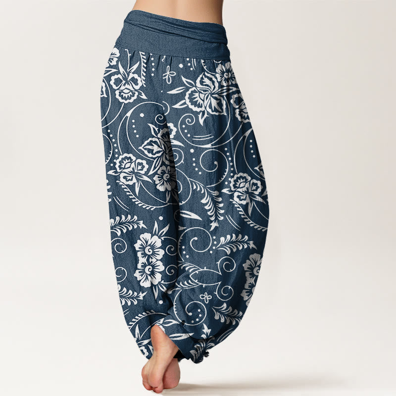 Pantalones harén con cintura elástica para mujer, con estampado floral de vides y piedras de Buddha Stones - image 3