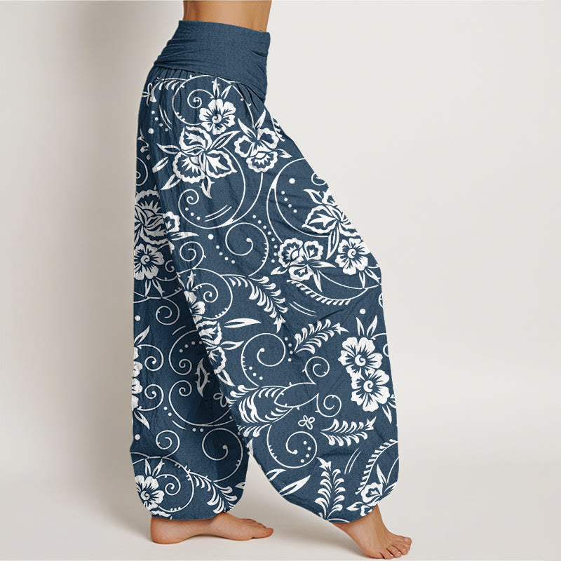 Pantalones harén con cintura elástica para mujer, con estampado floral de vides y piedras de Buddha Stones - image 2