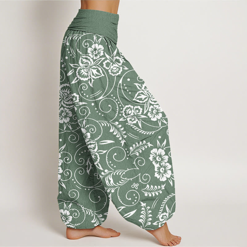 Pantalones harén con cintura elástica para mujer, con estampado floral de vides y piedras de Buddha Stones - image 6