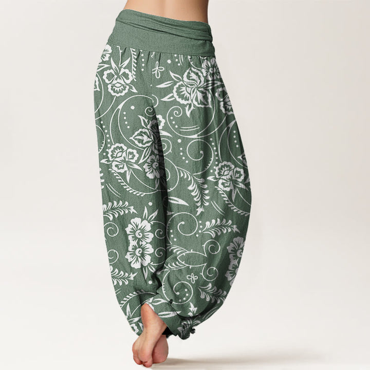 Pantalones harén con cintura elástica para mujer, con estampado floral de vides y piedras de Buddha Stones - image 7