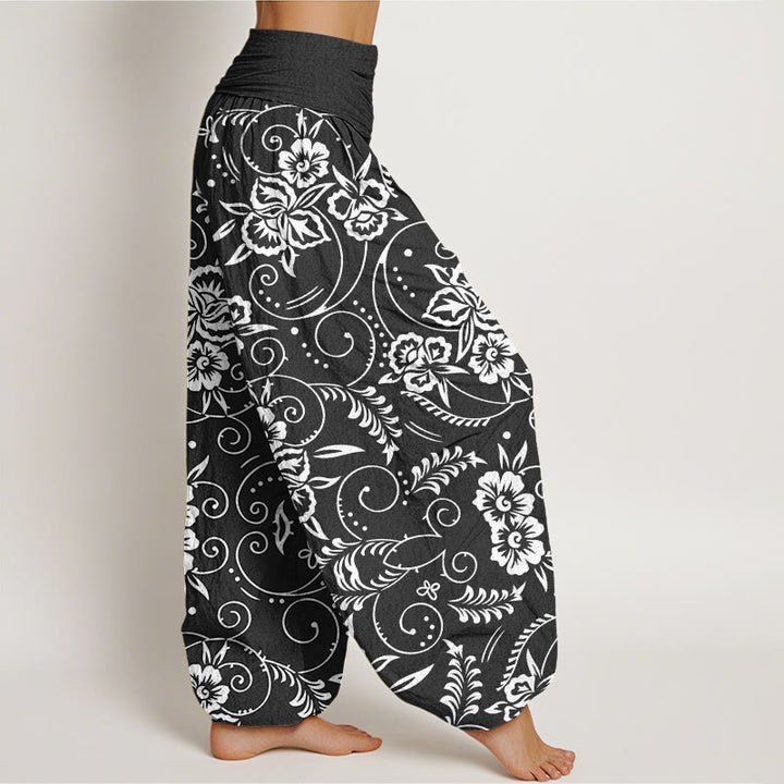 Pantalones harén con cintura elástica para mujer, con estampado floral de vides y piedras de Buddha Stones - image 9