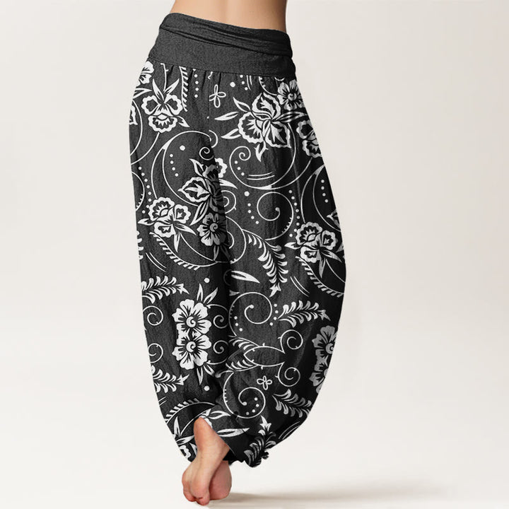 Pantalones harén con cintura elástica para mujer, con estampado floral de vides y piedras de Buddha Stones - image 10