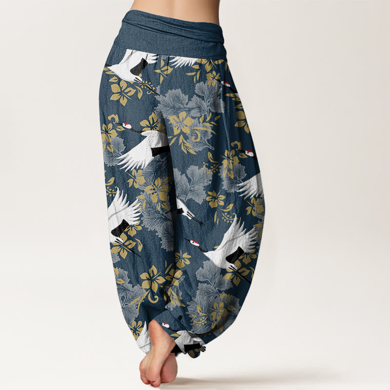 Pantalones harén con cintura elástica para mujer, con estampado de grullas voladoras y flores de cerezo, estilo casual, con Buddha Stones - image 7