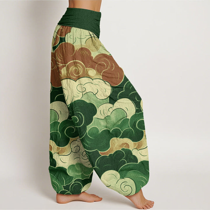 Pantalones harén de cintura elástica para mujer con diseño de nubes auspiciosas y Buddha Stones - image 9