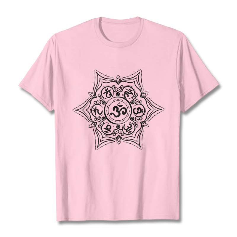 Camiseta con diseño de mandala de Buddha Stones Om Mani Padme Hum - Rosa claro - 2XL - image 13