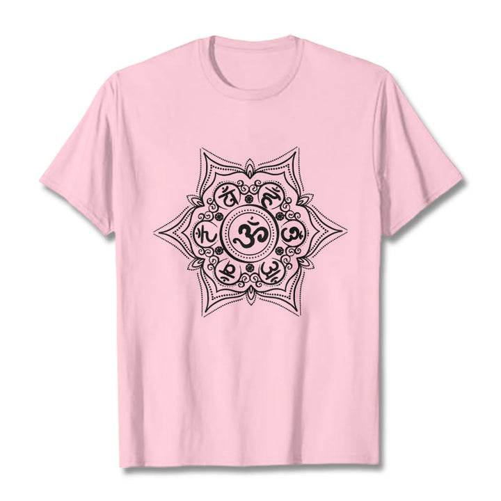 Camiseta con diseño de mandala de Buddha Stones Om Mani Padme Hum - Rosa claro - 2XL - image 13