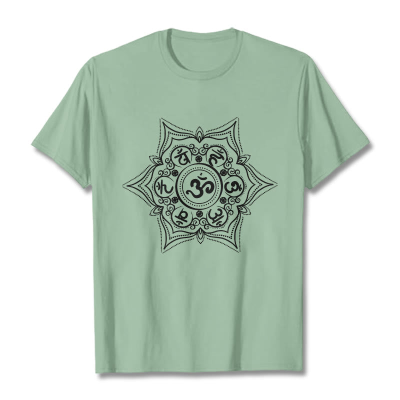 Camiseta con diseño de mandala de Buddha Stones Om Mani Padme Hum - Verde pálido - 2XL - image 14