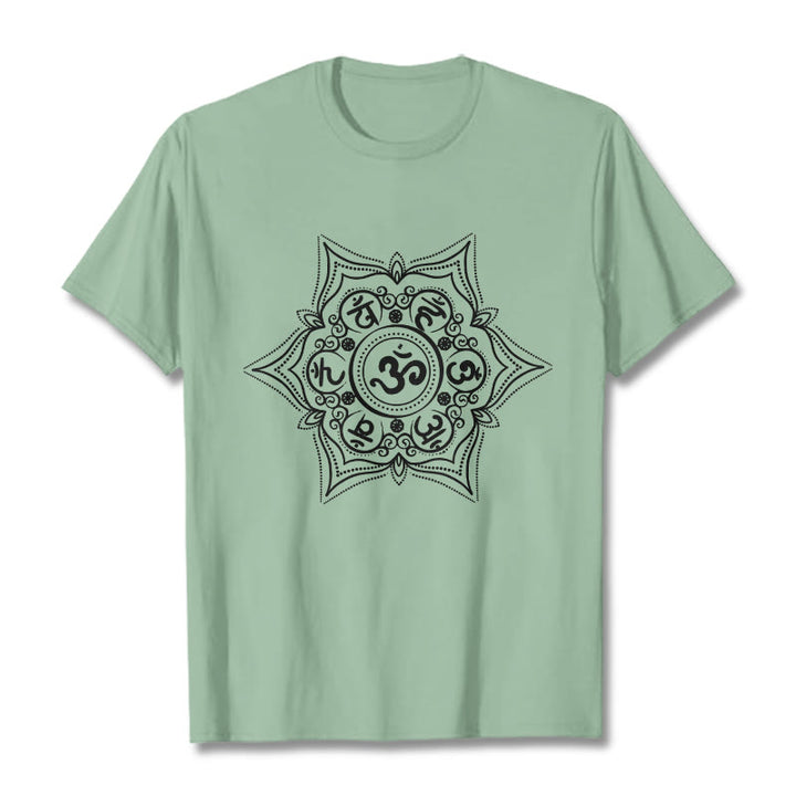 Camiseta con diseño de mandala de Buddha Stones Om Mani Padme Hum - Verde pálido - 2XL - image 15