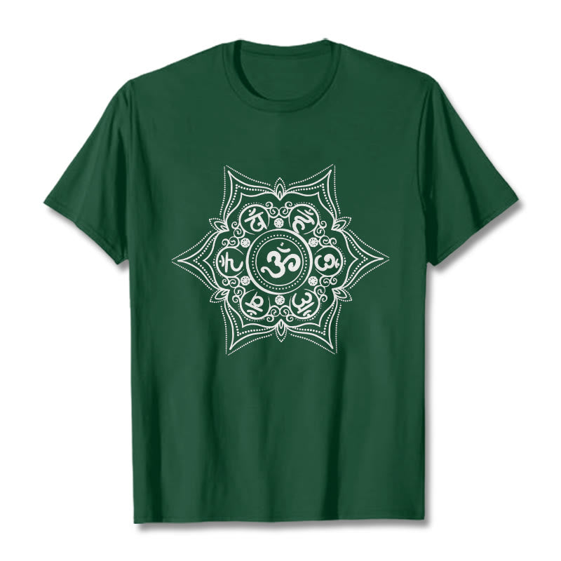 Camiseta con diseño de mandala de Buddha Stones Om Mani Padme Hum - Verde bosque - 2XL - image 0