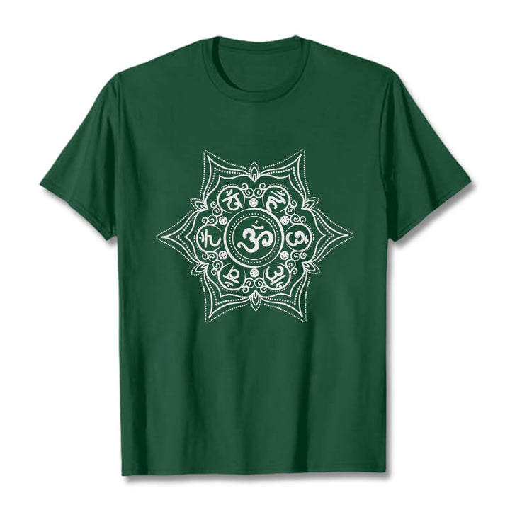 Camiseta con diseño de mandala de Buddha Stones Om Mani Padme Hum - Verde bosque - 2XL - image 0