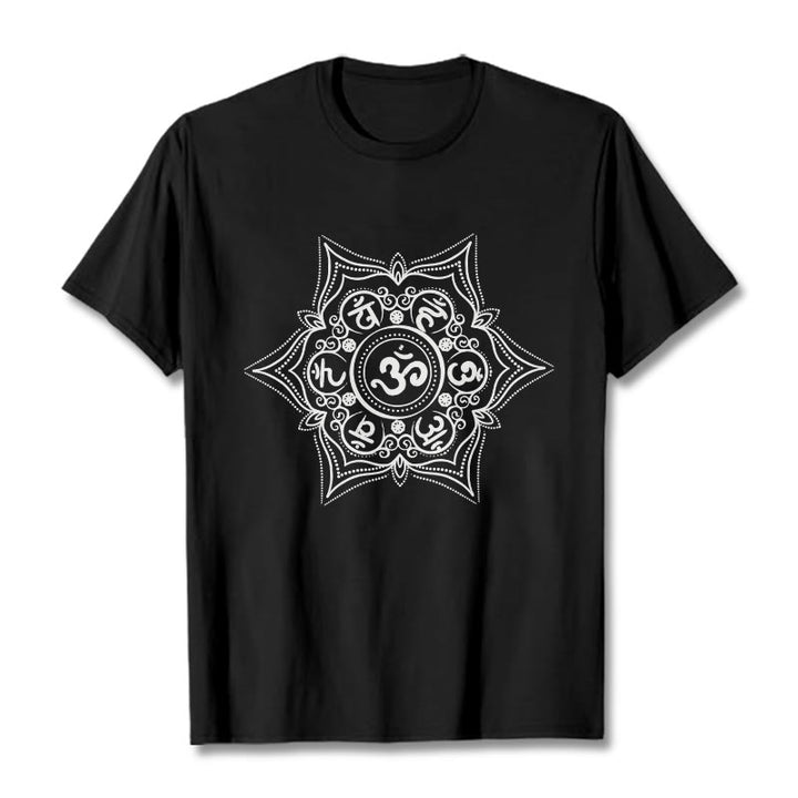 Camiseta con diseño de mandala de Buddha Stones Om Mani Padme Hum - Negro - 2XL - image 3