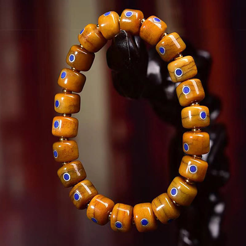 Pulsera de equilibrio positivo con cuerda trenzada y cuentas de hueso tibetano vintage de Buddha Stones