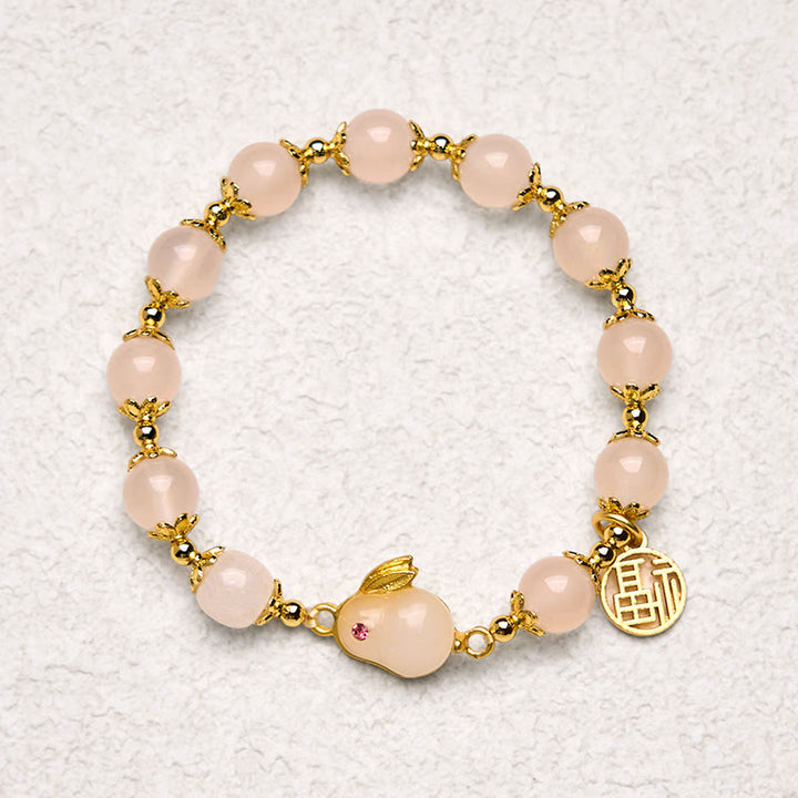 Pulsera de confianza con Buddha Stones, ágata roja, calcedonia, conejo y carácter Fu
