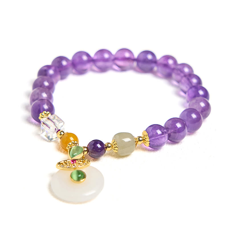 Pulsera espiritual con dije de paz y amatista natural de Buddha Stones