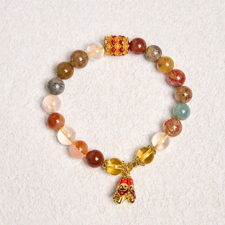 Pulsera de protección Yin Yang de cuarzo rutilado natural y colorido con Buddha Stones