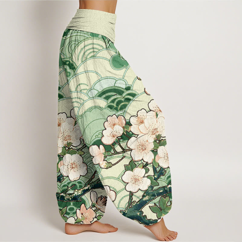 Pantalones harén con cintura elástica para mujer con estampado de ondas de cerezo y piedras de Buddha Stones - image 7