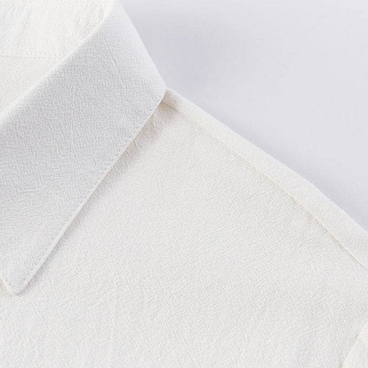 Conjunto casual de 2 piezas Buddha Stones, camisa de color liso con medio botón y pantalón con cordón ajustable, ropa de meditación de algodón para hombre con bolsillos. - image 5