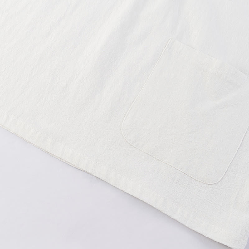 Conjunto casual de 2 piezas Buddha Stones, camisa de color liso con medio botón y pantalón con cordón ajustable, ropa de meditación de algodón para hombre con bolsillos. - image 9