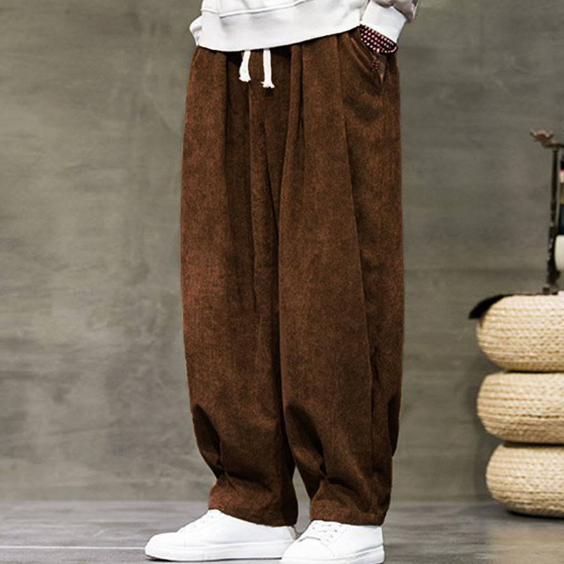 Pantalones bombachos casuales de algodón liso con bolsillos para hombre de Buddha Stones - image 29