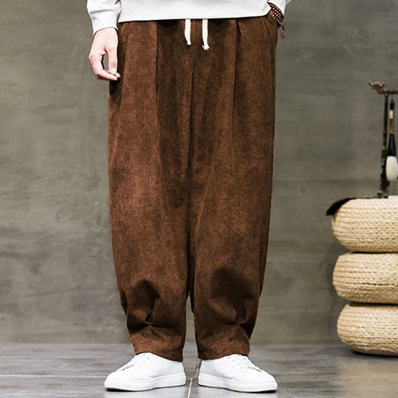 Pantalones bombachos casuales de algodón liso con bolsillos para hombre de Buddha Stones - image 33