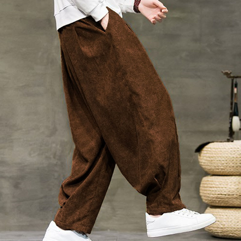 Pantalones bombachos casuales de algodón liso con bolsillos para hombre de Buddha Stones - image 37