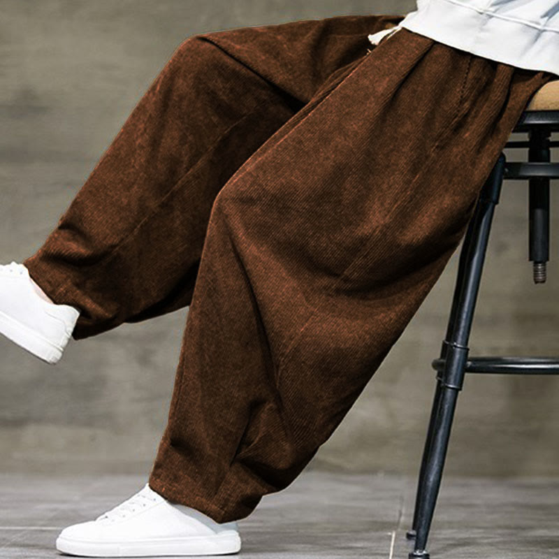Pantalones bombachos casuales de algodón liso con bolsillos para hombre de Buddha Stones - image 35