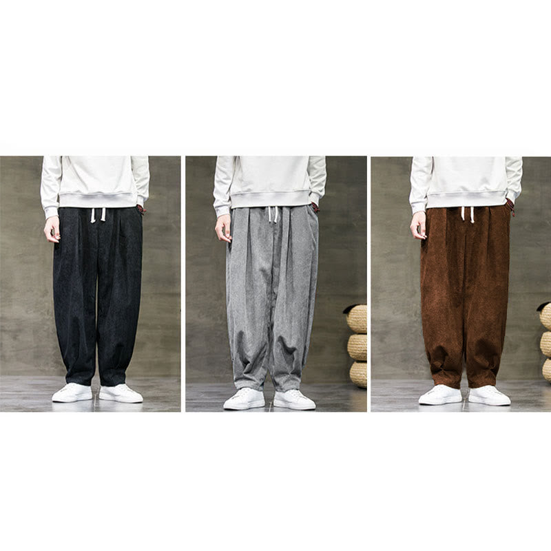 Pantalones bombachos casuales de algodón liso con bolsillos para hombre de Buddha Stones - image 42