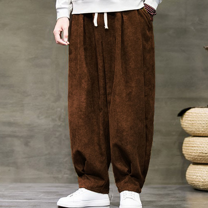 Pantalones bombachos casuales de algodón liso con bolsillos para hombre de Buddha Stones - image 36