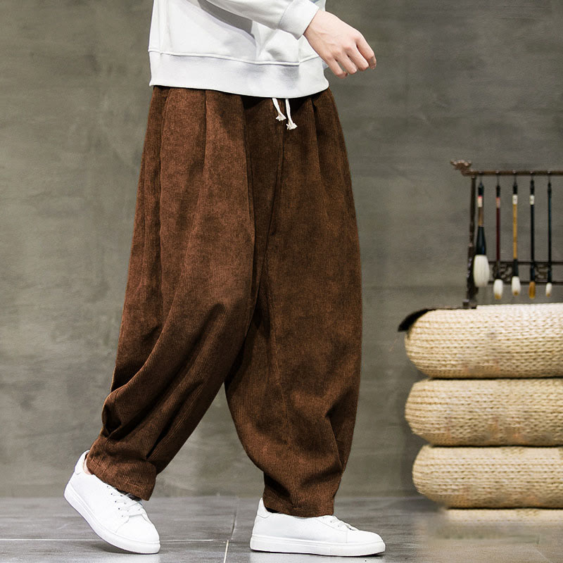 Pantalones bombachos casuales de algodón liso con bolsillos para hombre de Buddha Stones - image 34