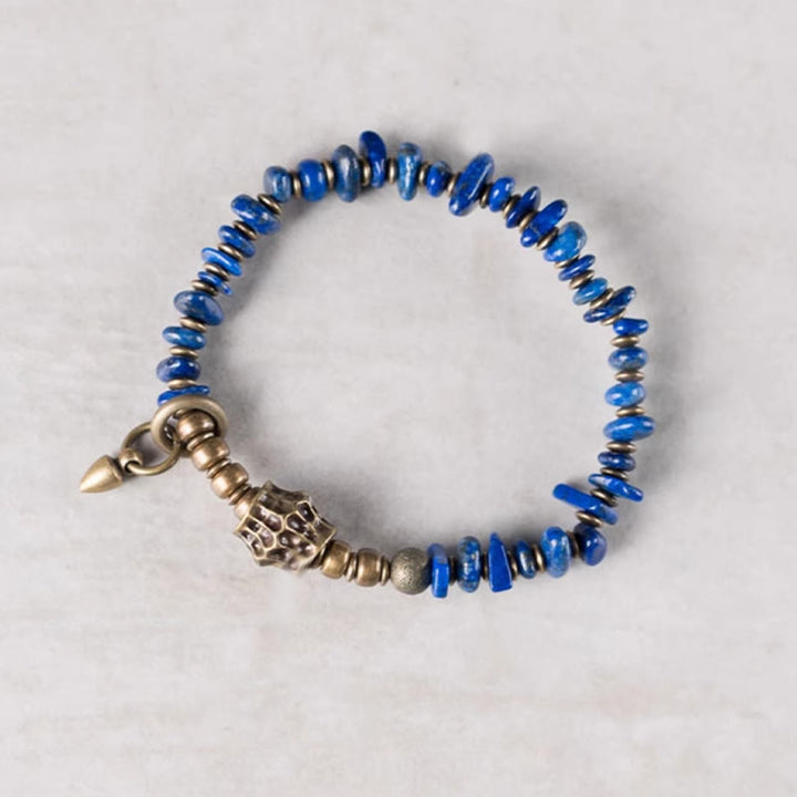 Pulsera positiva de lapislázuli con diseño vintage de Buddha Stones y forma irregular - image 3