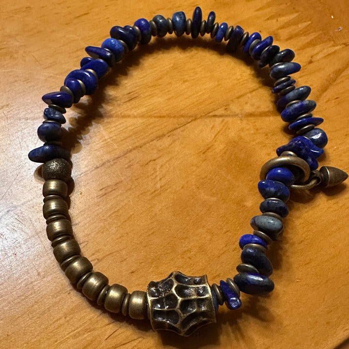 Pulsera positiva de lapislázuli con diseño vintage de Buddha Stones y forma irregular - image 4