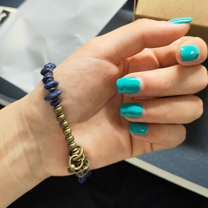 Pulsera positiva de lapislázuli con diseño vintage de Buddha Stones y forma irregular - image 11