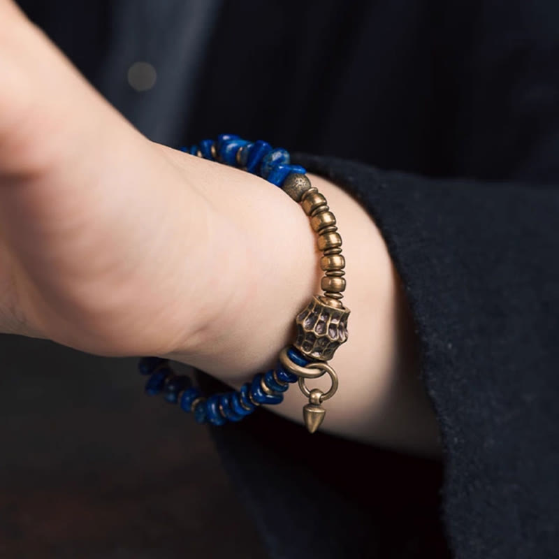 Pulsera positiva de lapislázuli con diseño vintage de Buddha Stones y forma irregular - image 10