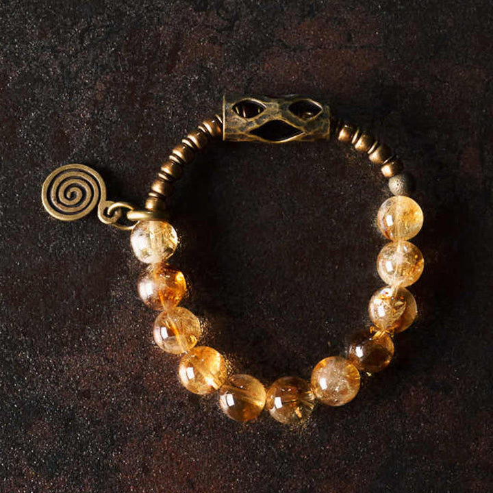 Pulsera de protección retro diaria Buddha Stones con cuentas de citrino de 10 mm