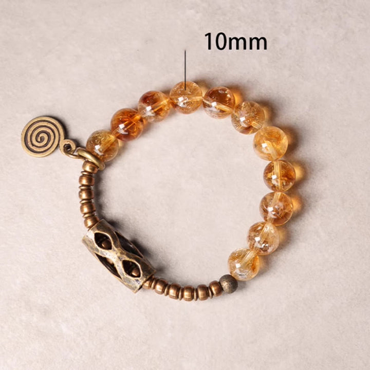 Pulsera de protección retro diaria Buddha Stones con cuentas de citrino de 10 mm